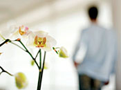 Faded man with flowers